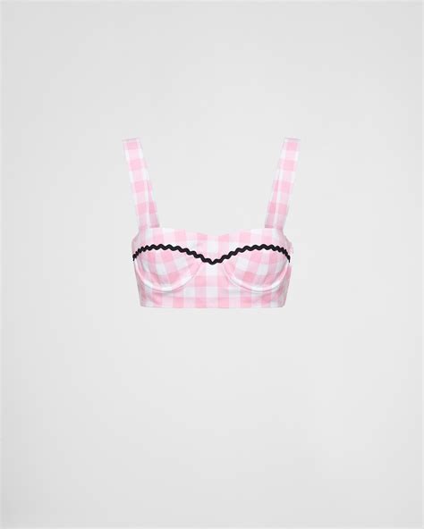 barzellette su prada|Pink/black Gingham Check Bralette Top .